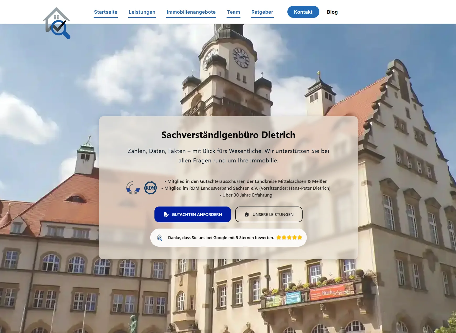 Screenshot des Projekts: Sachverständigenbüro Dietrich