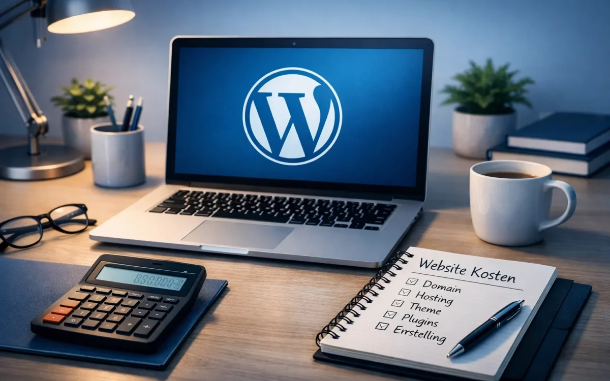 Website erstellen Kosten Planung einer WordPress Website am Laptop