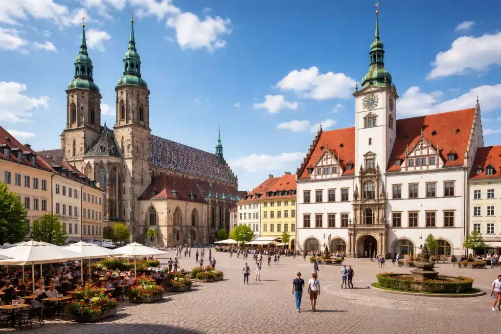 Historische Stadtansicht von Freiberg in Sachsen als Symbolbild für Webdesign in Freiberg