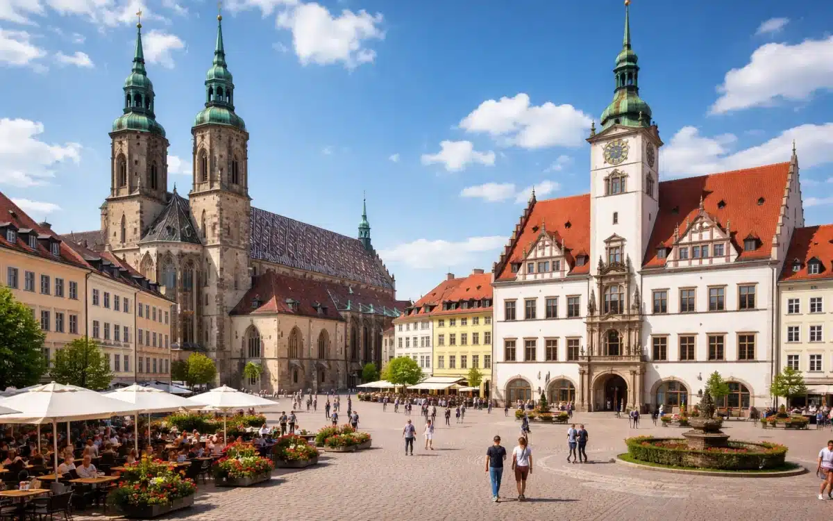 Historische Stadtansicht von Freiberg in Sachsen als Symbolbild für Webdesign in Freiberg