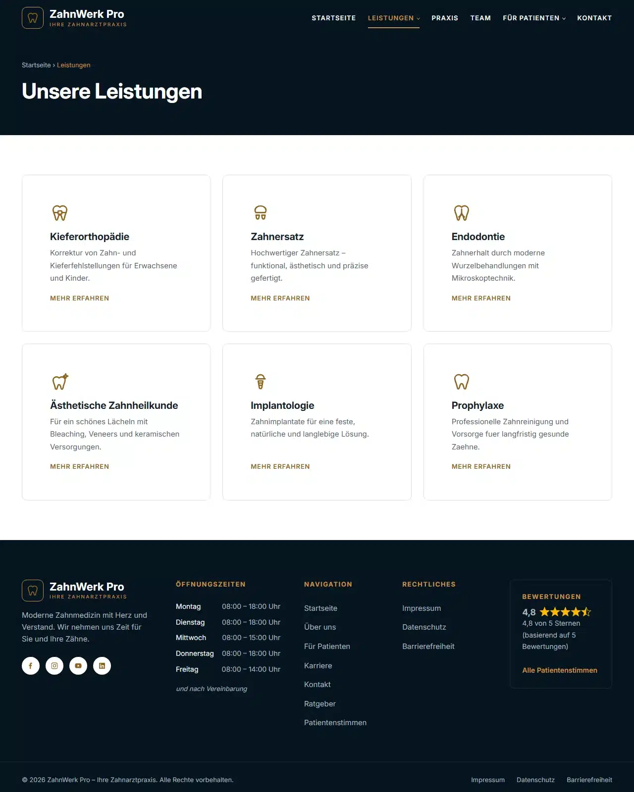 ZahnWerk Pro – Leistungs-Übersicht
